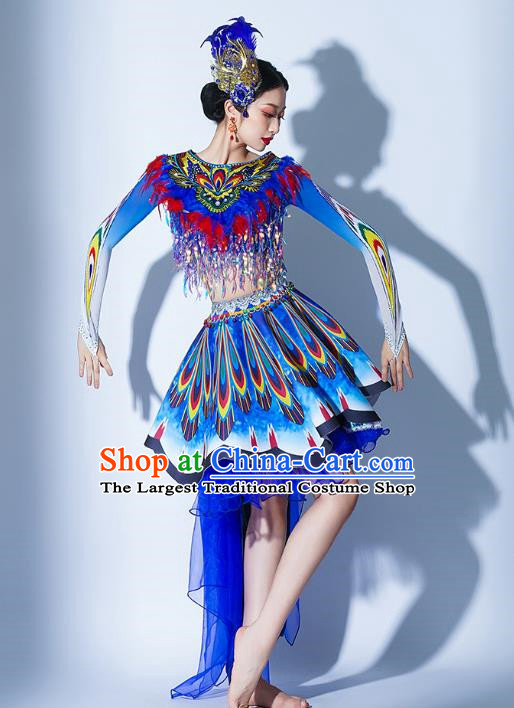 Dark Blue Parade Performance Costumes Women Troupe Performance Costumes Opening Dance Song Accompaniment Dance Performance Costume Female Tutu Skirt