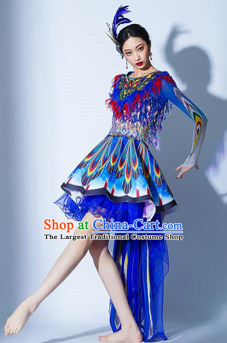 Dark Blue Parade Performance Costumes Women Troupe Performance Costumes Opening Dance Song Accompaniment Dance Performance Costume Female Tutu Skirt