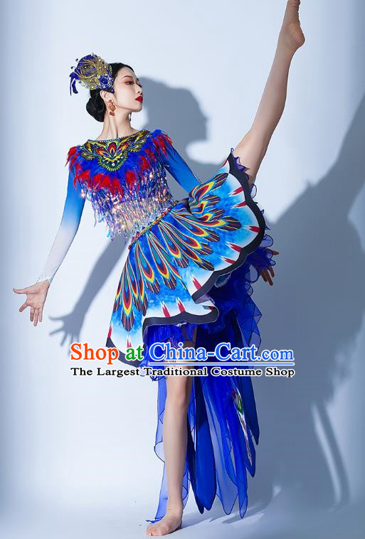 Dark Blue Parade Performance Costumes Women Troupe Performance Costumes Opening Dance Song Accompaniment Dance Performance Costume Female Tutu Skirt