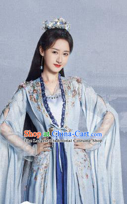 China Ancient Ming Dynasty Noble Infanta Costumes Romantic Drama My Sassy Princess Liu Ling Blue Dress Clothing