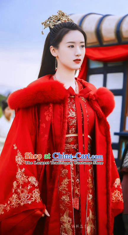 China Traditional Wedding Dresses Ancient Royal Infanta Costumes Romantic Drama My Sassy Princess Liu Ling Red Clothing