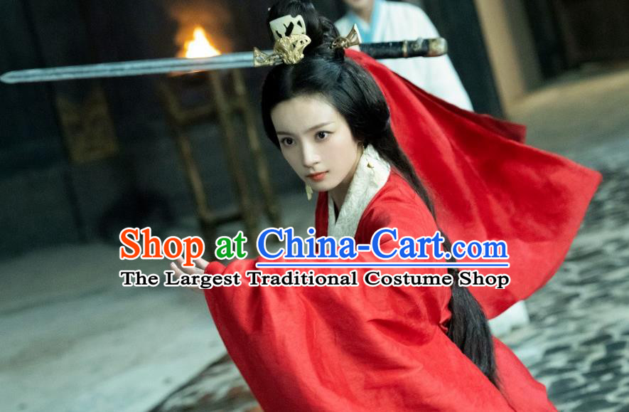 China TV Series An Ancient Love Song Lu Yuan Red Dresses Qin Dynasty Empress Hanfu Clothing