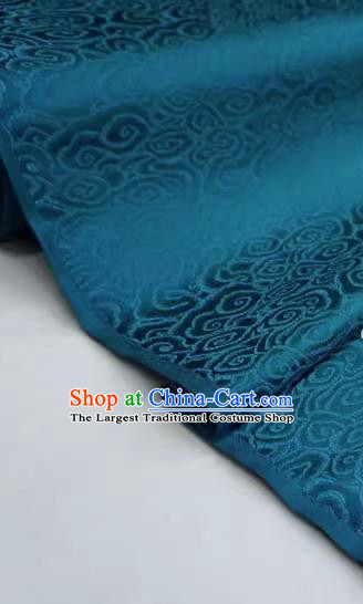 Peacock Blue China Cheongsam Cloth Traditional Brocade Fabric Classical Clouds Pattern Design Drapery