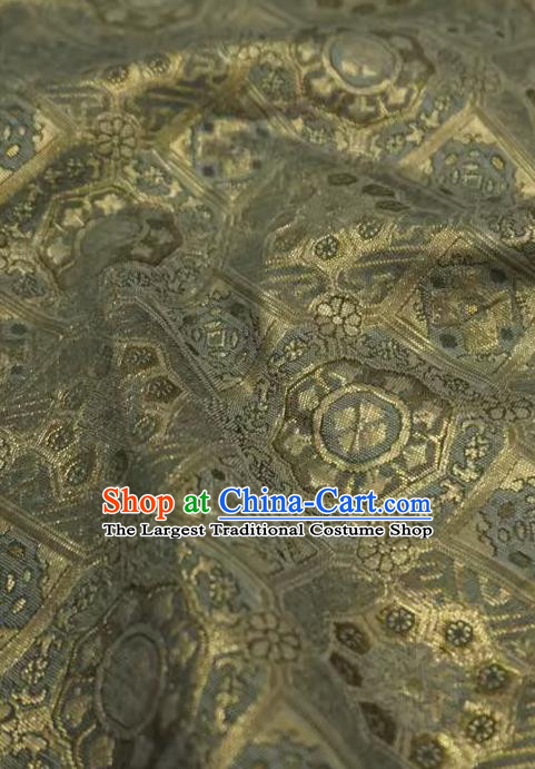 Golden China Classical Rosette Pattern Material Traditional Song Dynasty Design Brocade Fabric Ancient Hanfu Cloth