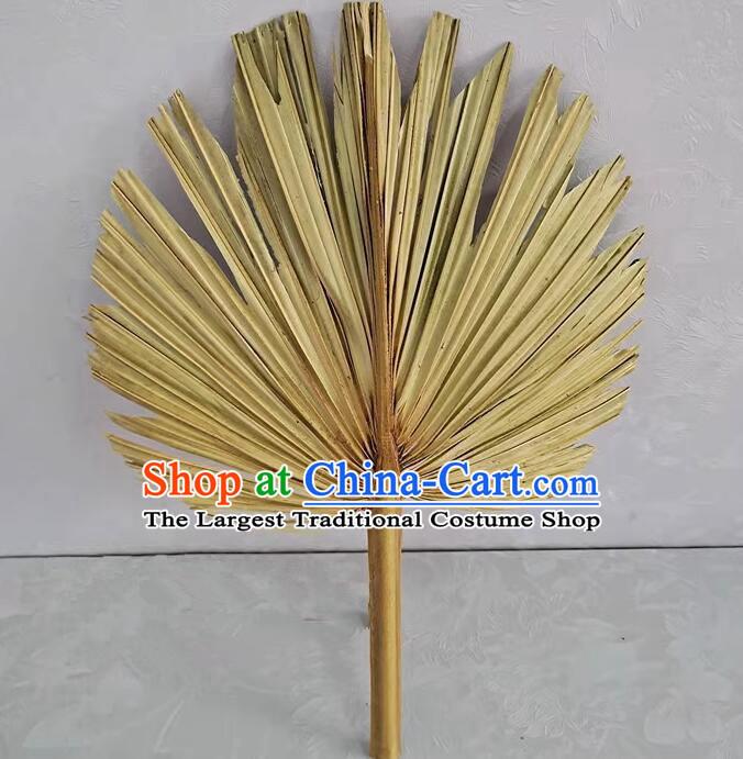 Chinese Handmade Folk Dance Fan Traditional Cattail Leaf Fan Buddha Jih Ji Gong Fan