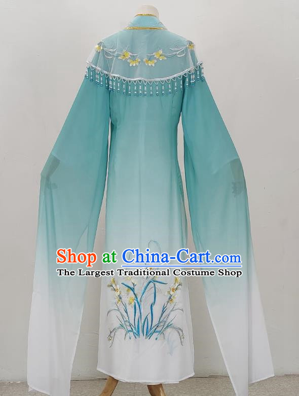 Hua Dan Gradient Color Cloth Pair Dark Green Embroidered Xiao Dan Clothes Yue Opera Drama Huangmei Opera Costumes