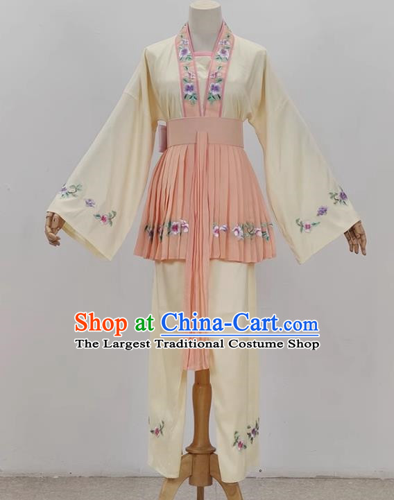 Light Yellow Opera Maid Costume Ancient Costume Shaoxing Opera Huangmei Opera Costume Fifth Birthday Girl Costume Stage Performance Costume