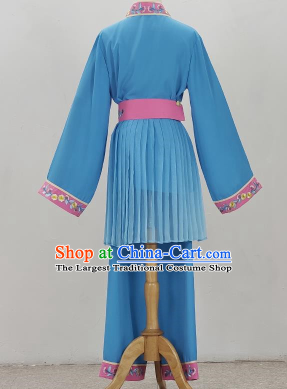 Blue Drama Costumes Tea Picking Opera Girl Costumes Costumes Huangmei Opera Costumes