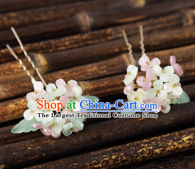 China Handmade Song Dynasty Hydrangea Hairpins Hanfu Hair Sticks Ancient Princess Hair Jewelries