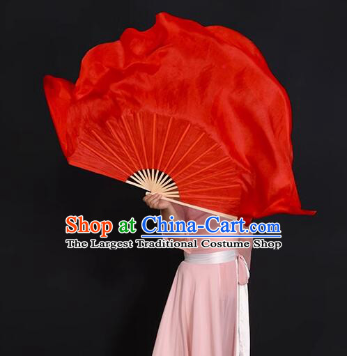 China Folk Dance Prop Handmade Red Silk Fan Yangko Dance Fan