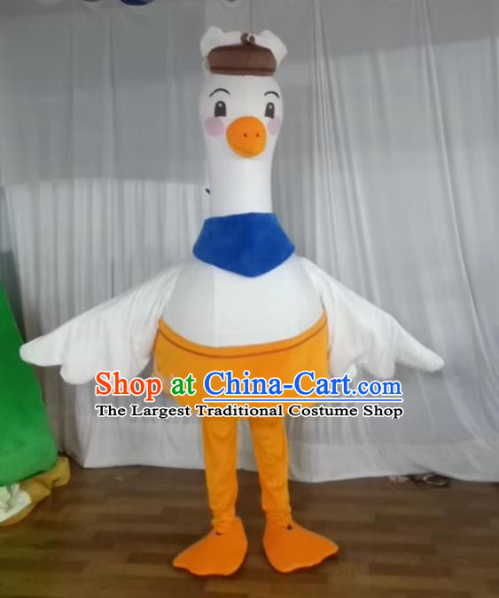 Customized Animal White Goose Walking Puppet Costume Performance Puppet Bird Cute Swan Bird Promotional Cartoon People Wearing Doll Costume