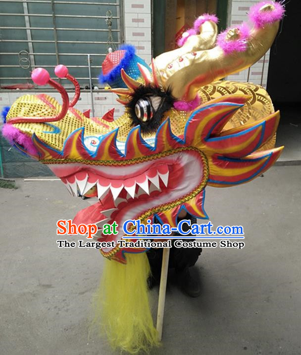 Dragon Dance Props Dragon Head Green Dragon Gold Plated Dragon Bamboo Festival Dragon Dance Temple Fair Dragon Dance Costume Dragon Beads Dragon Hydrangea