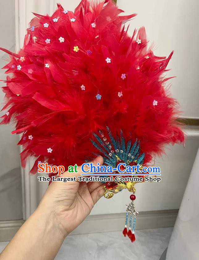 Red Northeastern Yangko Feather Head Flower Performance Super Fairy High End Head Flower Corolla