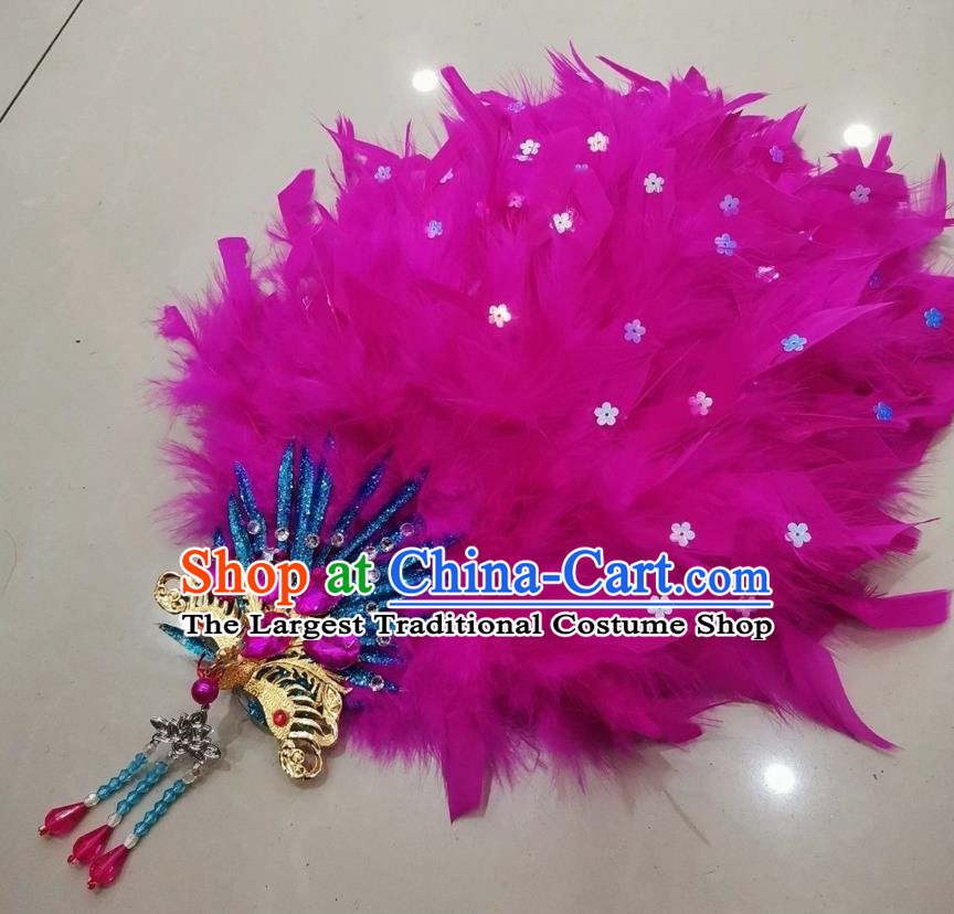 Rose Red Northeastern Yangge Feather Head Flower Performance Super Fairy High End Head Flower Corolla