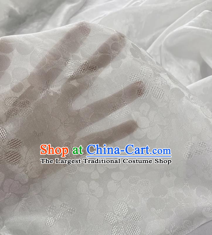 White China Jacquard Cheongsam Fabric Traditional Material Classical Peach Blossom Pattern Silk