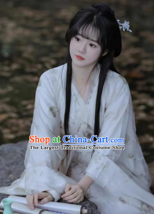 China Wei Dynasty Palace Lady Clothing Ancient Palace Princess Costumes Traditional Hanfu White Dresses