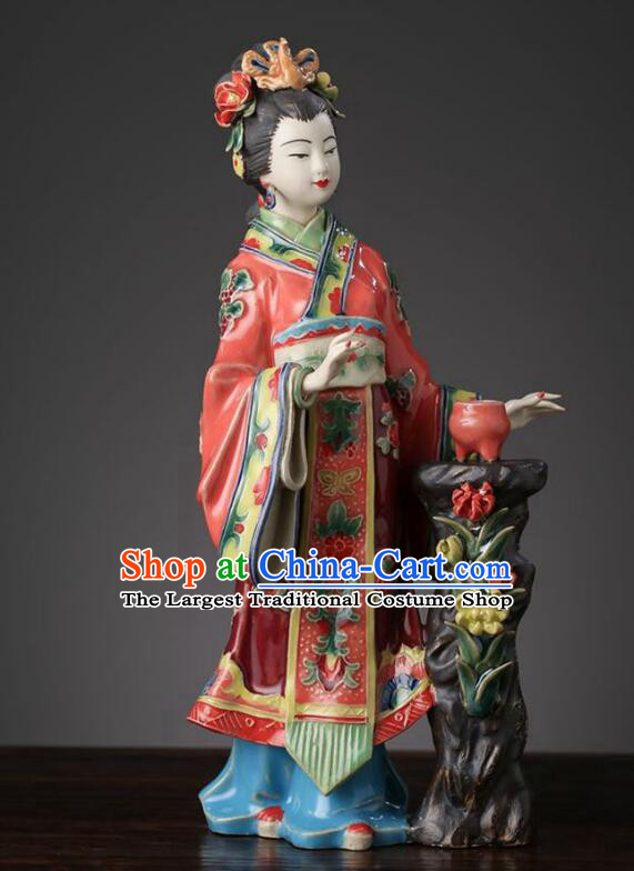 Handmade Chinese Shiwan Ceramics Statue the Four Great Beauties Diao Chang Arts Collection