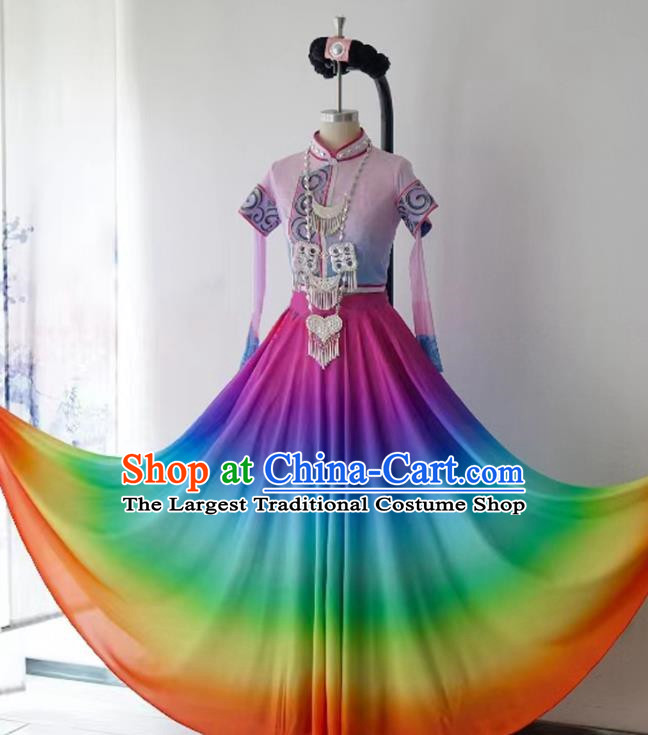 China Ethnic Mongolian Dance Costumes Uyghur Stage Performance Costumes