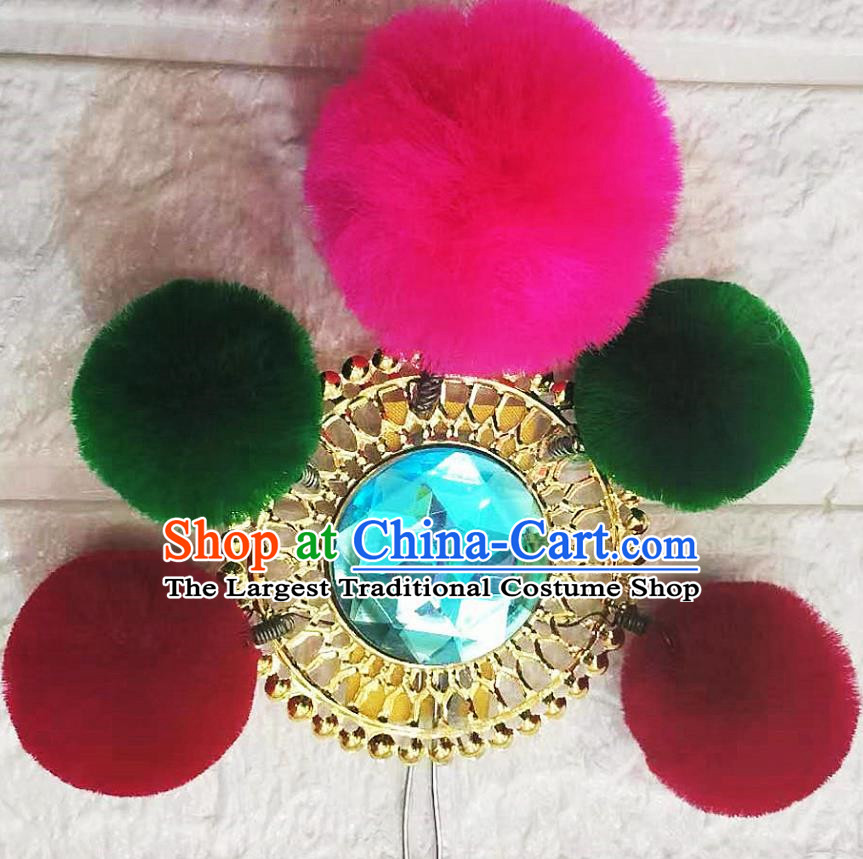 Drama Opera Chinese Yangko Dance Performance Face Card Hero Brave Boy Hat Accessories Pompom Face Card Chinese Yangko Performance