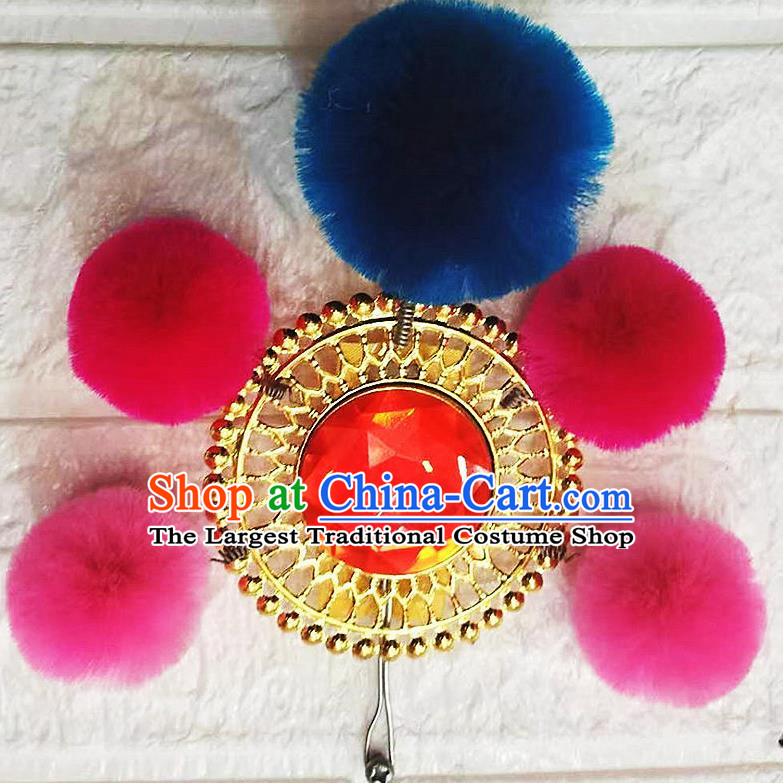 Drama Opera Chinese Yangko Dance Performance Face Card Hero Brave Boy Hat Accessories Pompom Face Card Chinese Yangko Performance