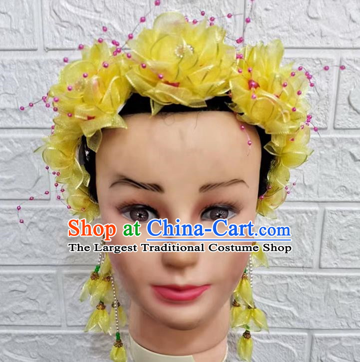 Yellow Dance Performance Flower Chinese Yangko Head Flower Garland Hairpin Large Flower Hair Ornament Flower Dancing Flower Chinese Style Square Dance Garland