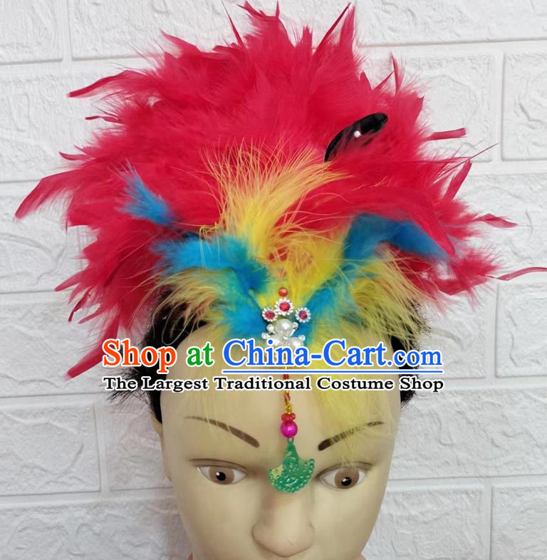 Red Dance Headdress Feather Headdress Performance Headdress Classical Dance Headdress Chinese Yangko Headdress