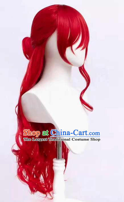 Himeko Cos Wig Collapse Star Dome Railway Hair Accessories Earrings Red Curly Hair Tiger Mouth Clip Hair Bag