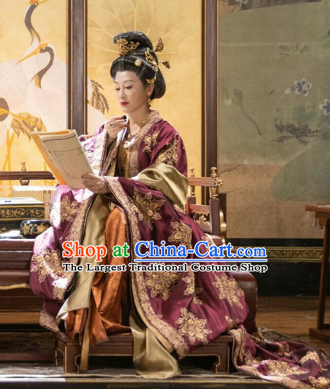 Romantic TV Series Royal Rumours Empress Dowager Dresses Chinese Ancient Tang Dynasty Queen Mother Costume