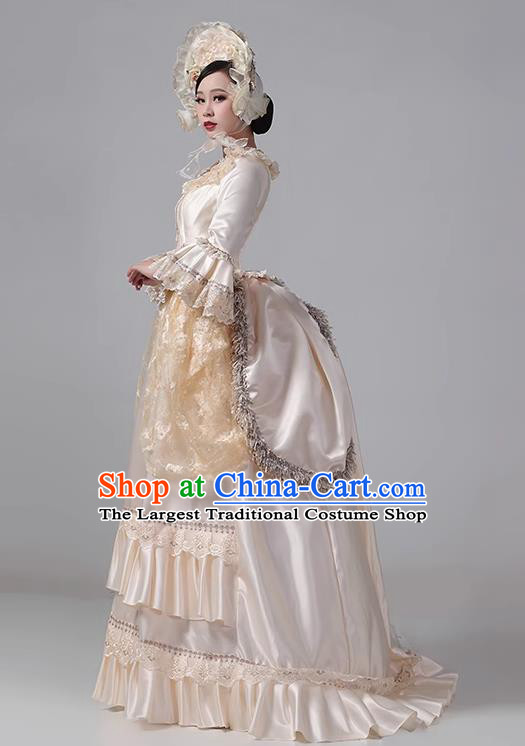 Champagne European Court Dress British Medieval Noble Retro Baroque Princess Classical Dress