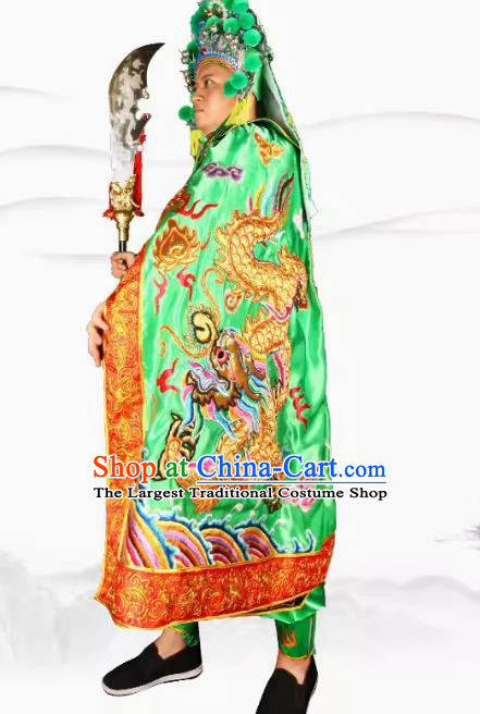 Green Trendy Embroidery Guan Gong Cloak Supplies Buddha Clothes Gold Plate Semi Handmade Jade Emperor Dragon Robe Cloak Buddha Clothes Statue Clothes