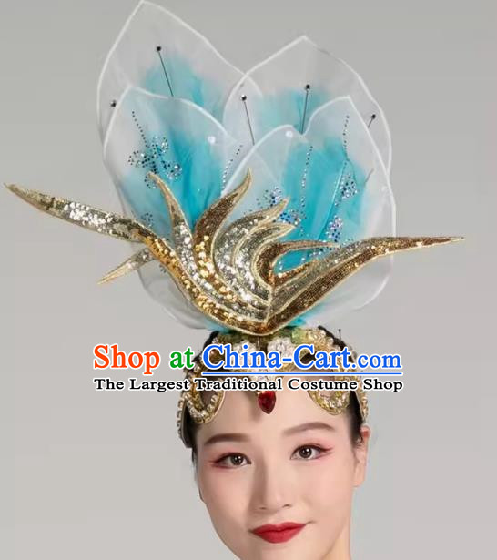 Lake Blue Opening Dance Performance Headwear Adult Dance Headwear Atmospheric Catwalk Stage Performance Props