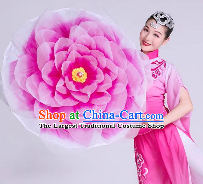 Pink Dance Prop Umbrella Peony Flower Umbrella Dance Stage Performance Umbrella Party Performance Opening Dance Stage Hand Held Flower Umbrella