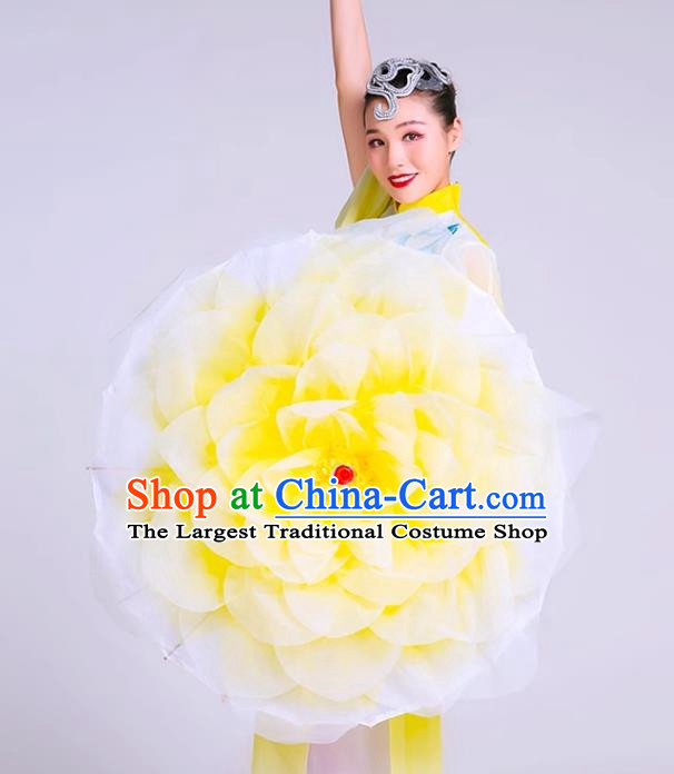 Yellow Dance Prop Umbrella Peony Flower Umbrella Dance Stage Performance Umbrella Party Performance Opening Dance Stage Hand Held Flower Umbrella