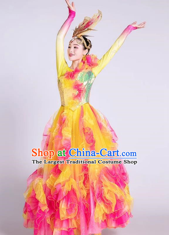 Opening Dance Large Swing Skirt Performance Costume Female Dance Costume Long Skirt Stage Singing And Dancing Dress Stage Costume Performance Costume