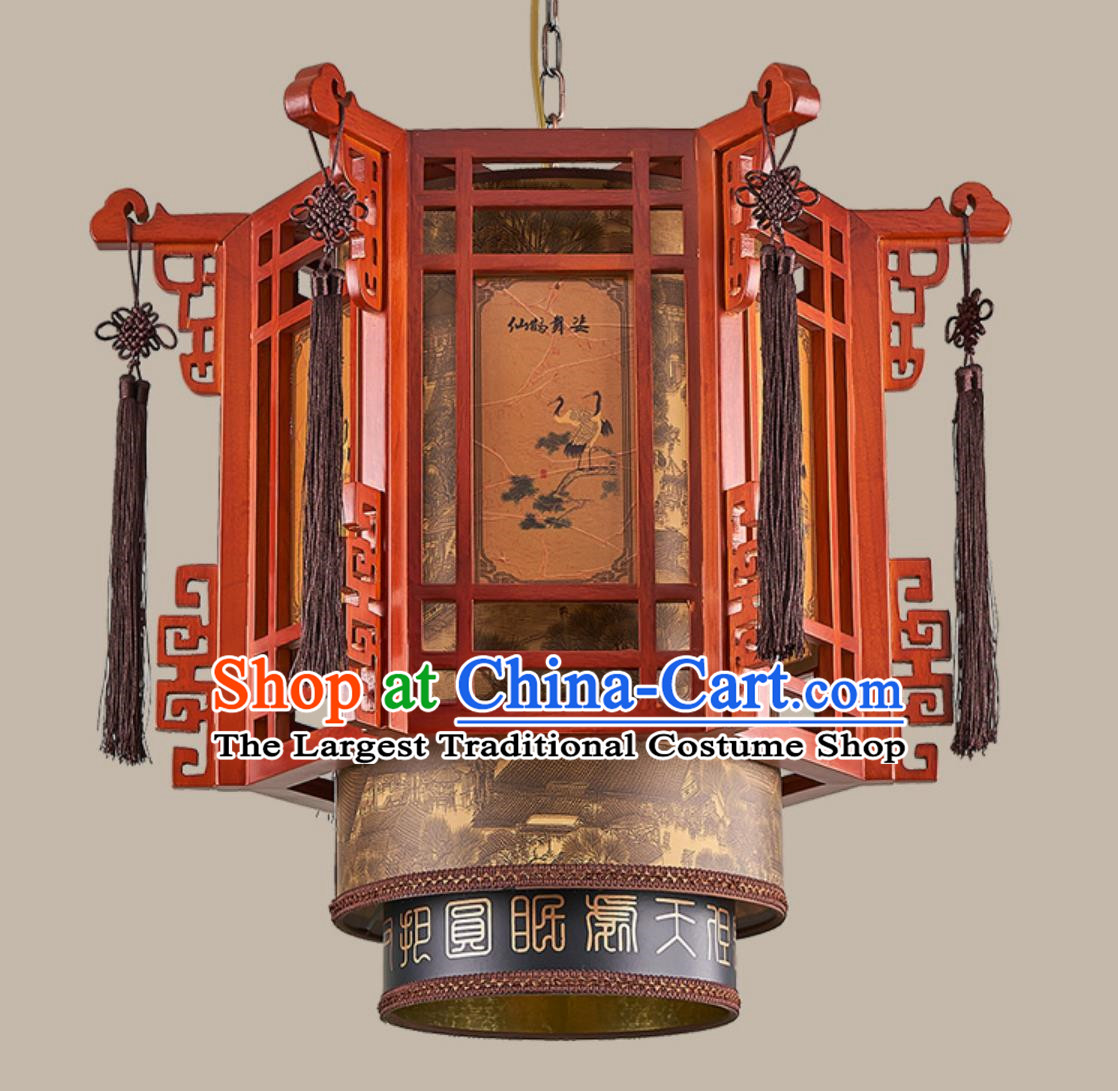 24 Inches Diameter Chinese Antique Lantern Retro Chandelier Solid Wood Sheepskin Lamp Garden Lamp Chinese Style