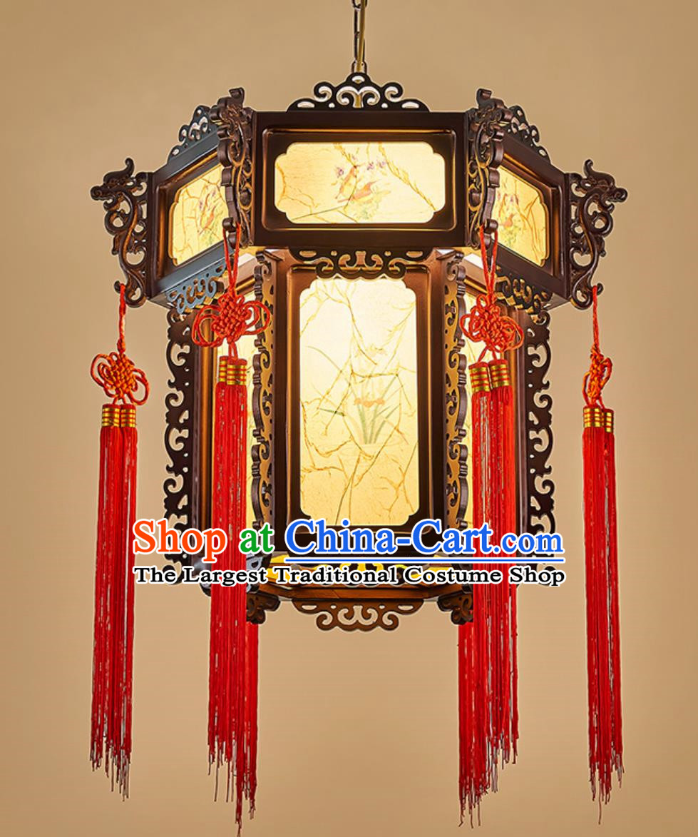 24 Inches Diameter Chinese Lantern Chandelier Antique Hexagonal Faucet Palace Lantern Classical Solid Wood Lamp Chinese Style