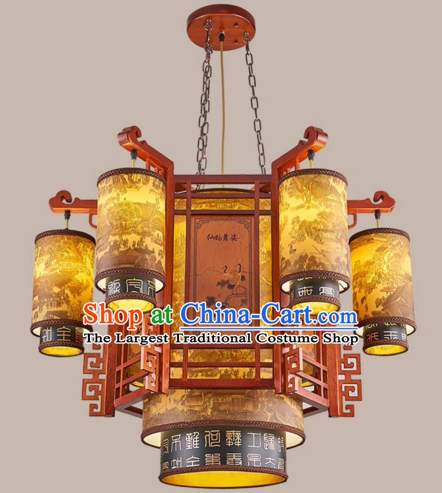 34 Inches Diameter Antique Chinese Chandelier Solid Wood Lantern Villa Tea House Headlight Hotel Chinese Style Palace Lantern