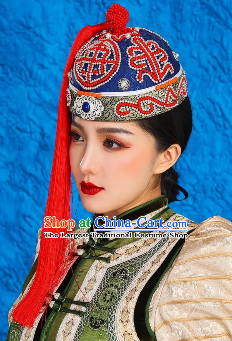 Tassel Landlord Hat Melon Shell Hat Red Hat With Mongolian Ethnic Characteristics