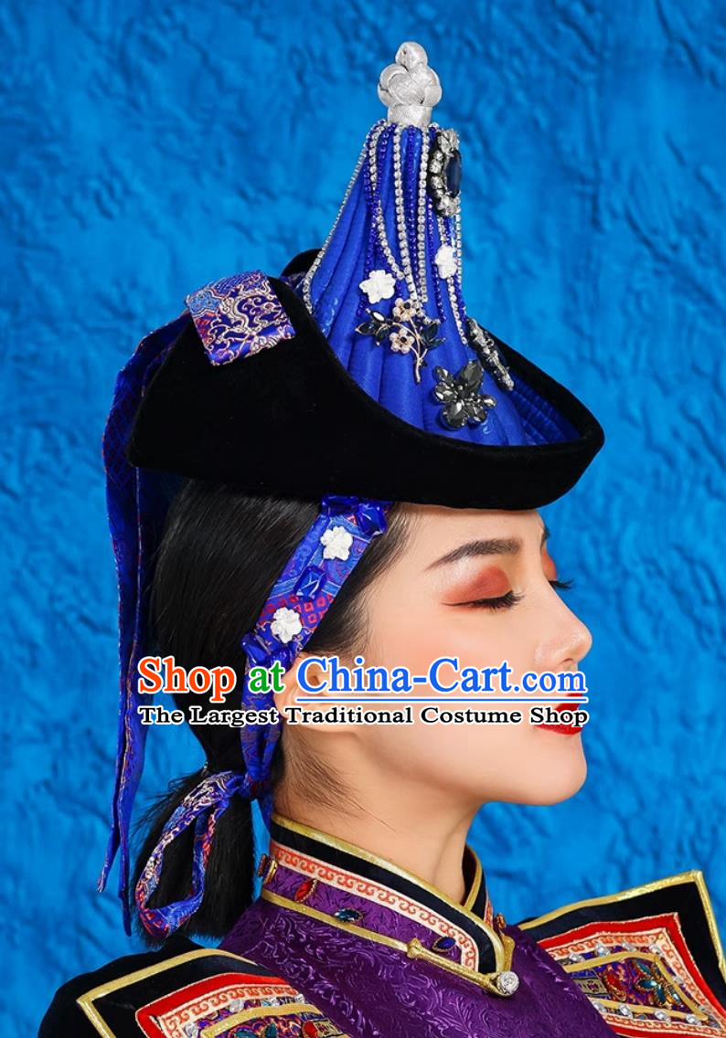 Mongolian Lady Pointed Hat High End Ethnic Minority Style Performance Stage Bridal Headwear