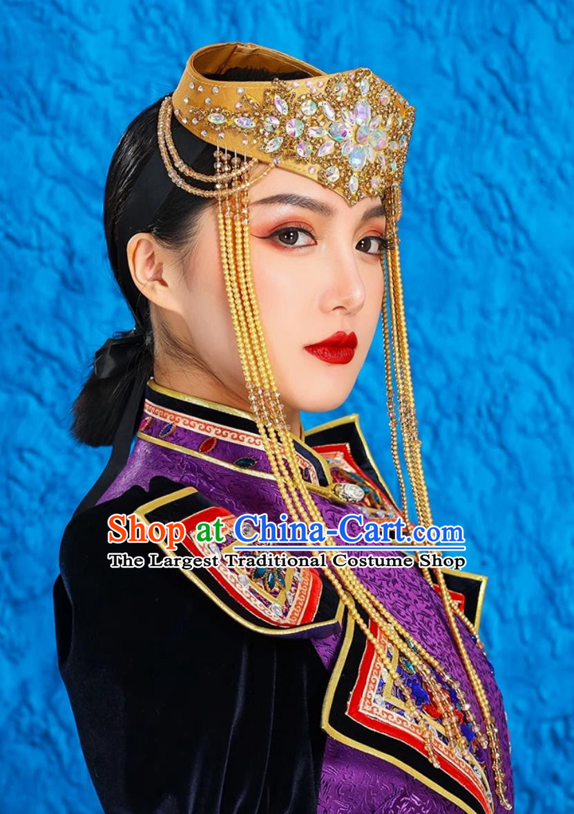 Mongolian Lady Headdress Hat Minority Performance Dance Headdress Bride Wedding