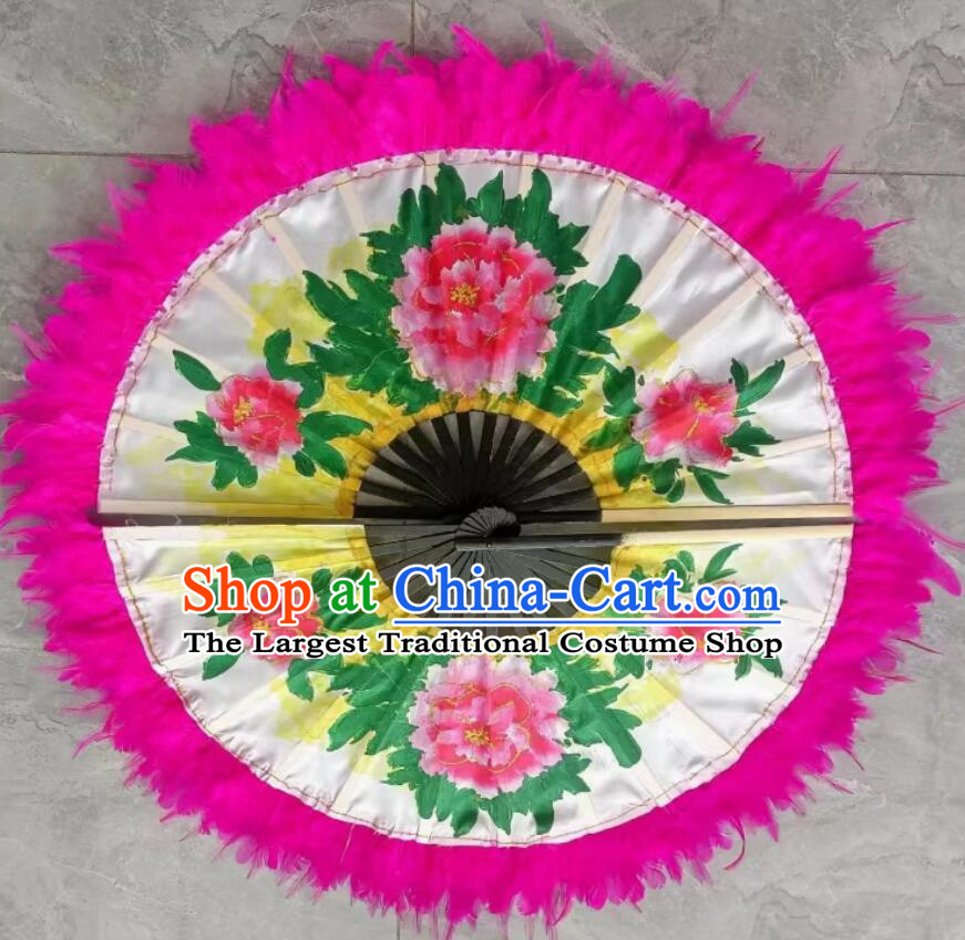 Korean Women Group Dance Fan Handmade Double Sides Feather Fan National Dance Fan