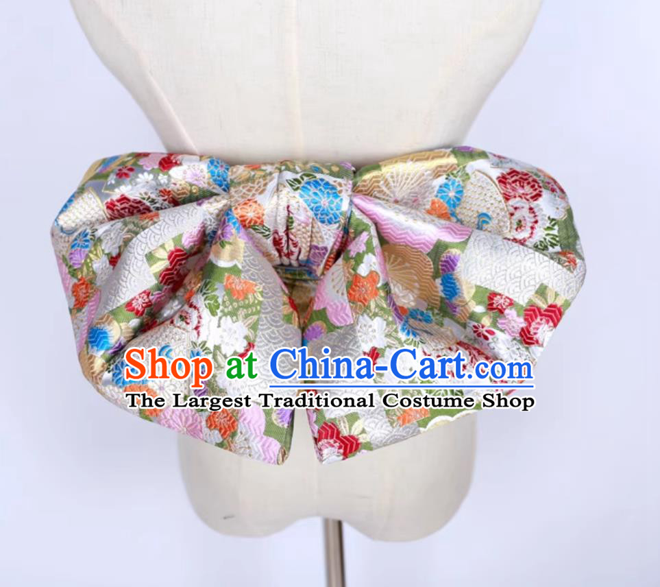 White Japanese Kimono Waistband Bathrobe Waistband Woven Brocade Belt Bowknot Waistband