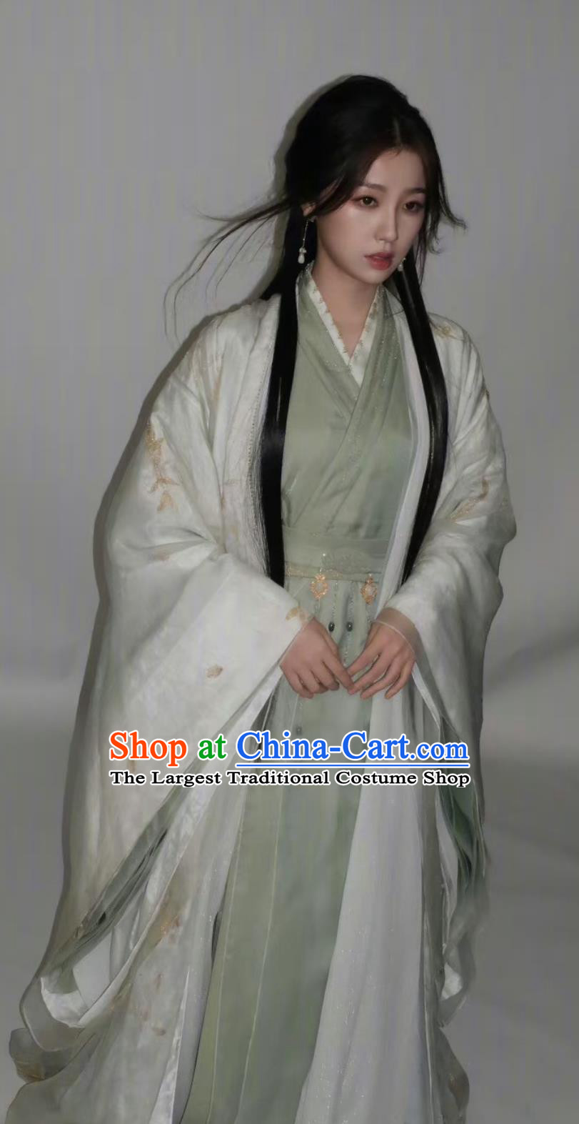 Chinese Ancient Woman Assassin Garment Costumes TV Series My Journey to You Female Swordsman Yun Wei Shan Green Dresses