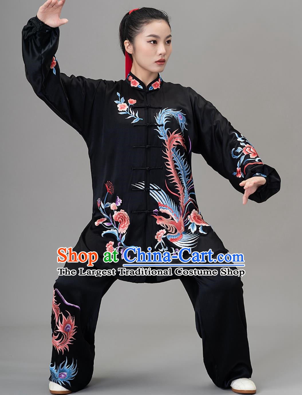 Silk Embroidered Phoenix Competition Performance Clothing New Tai Chi Suit Ba Duan Jin Suit Training Suit