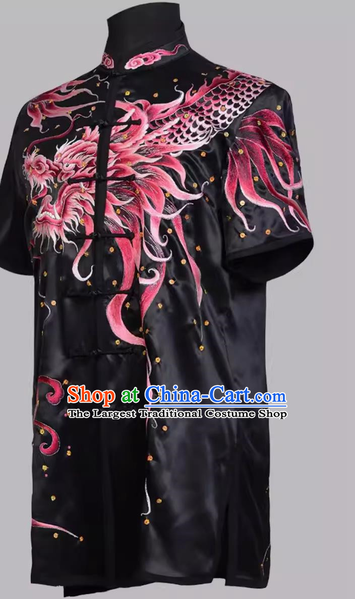 Martial Arts Suit Silk High End Embroidery Performance Suit Mulberry Silk Heavy Industry Embroidery Competition Training Suit