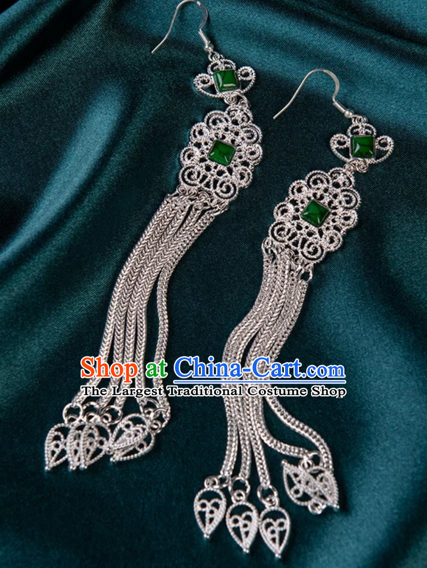 Earrings Mongolian Silver Jewelry Elements Long Tassel Chain Earrings Minority Style Performance Earrings