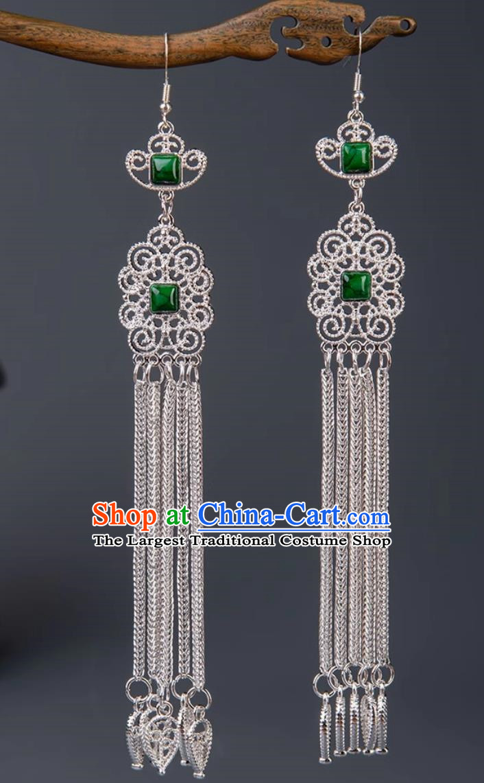 Earrings Mongolian Silver Jewelry Elements Long Tassel Chain Earrings Minority Style Performance Earrings