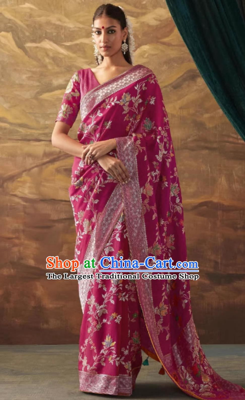 Meganta Indian Saree National Women Wrap Skirt Sari Dress High End Silk Jacquard Clothing