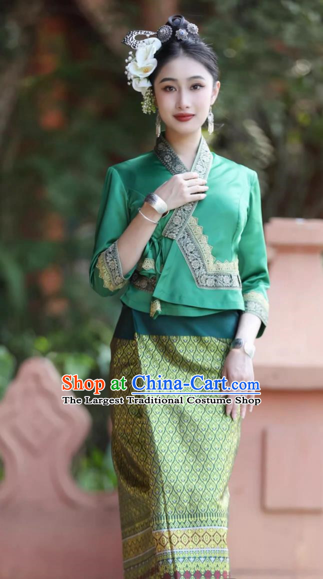 Dai Ethnic Costume Female Traditional Green Suit