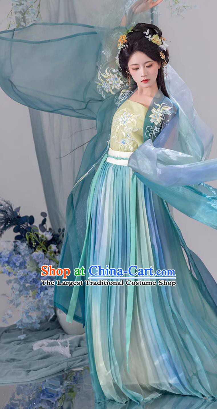 Chinese Ancient Princess Fairy Costumes Traditional Hanfu Clothing Woman Blue Dress